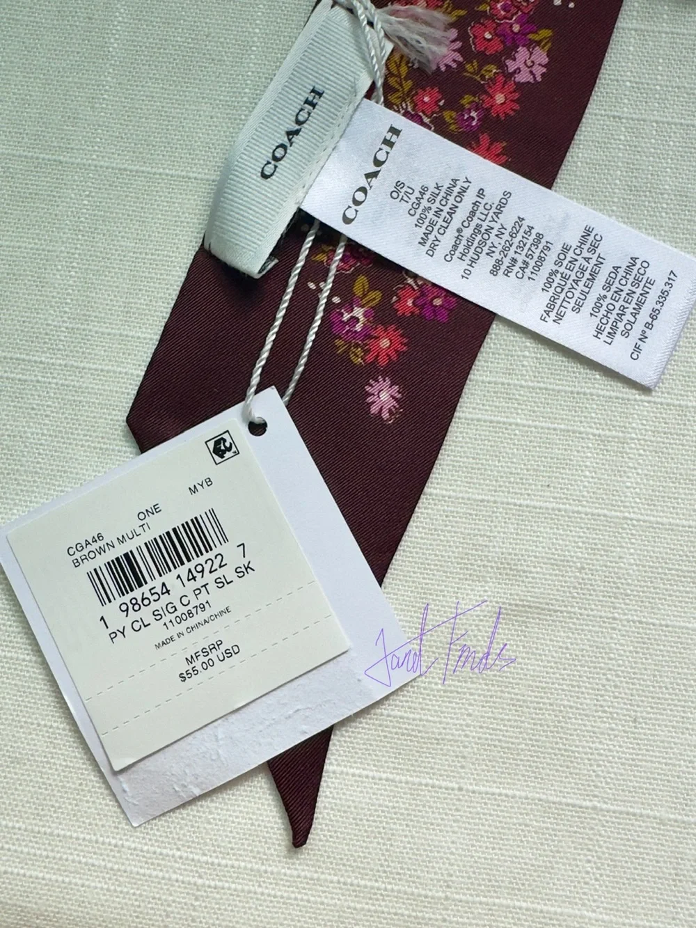 NWT 💐 COACH Posey Cluster Silk Scarf – Brown Multi